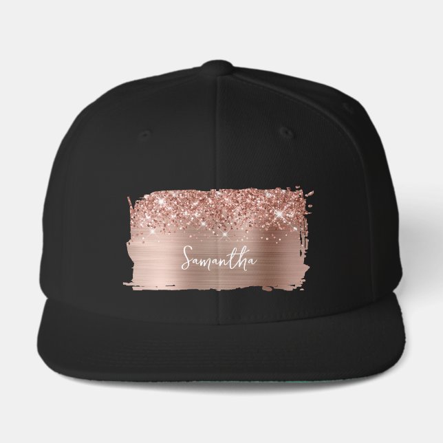 Glittery Rose Gold Glam Name Visor (Front)