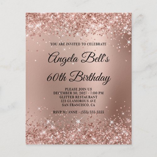 Glittery Rose Gold Glam Ombre 60th Birthday Paper