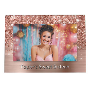 Glittery Rose Gold Glam Sweet Sixteen Magnetic Frame