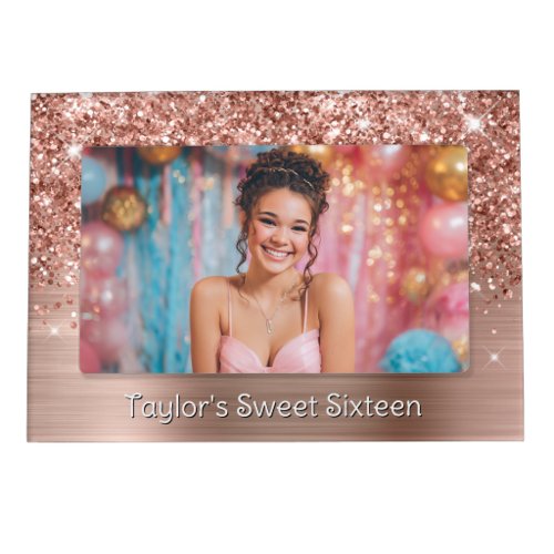 Glittery Rose Gold Glam Sweet Sixteen Magnetic Frame