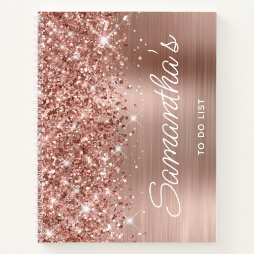 Glittery Rose Gold Glam To Do List Notebook