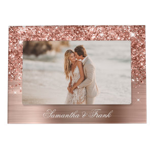 Glittery Rose Gold Glam Wedding Magnetic Frame