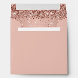 Glittery Rose Gold Gradient Calligraphy Square Envelope