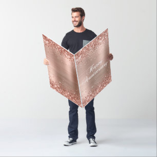 Glittery Rose Gold Happy Anniversary Card