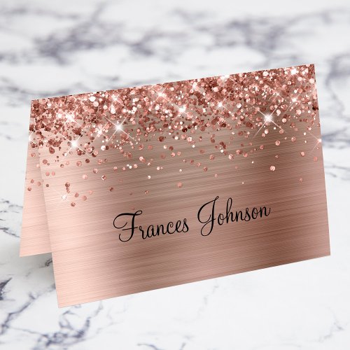 Glittery Rose Gold Individual Name Place Cards