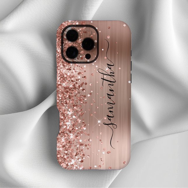 Glittery Rose Gold Metallic Girly Signature iPhone Case (Glittery Rose Gold Metallic Girly Signature iPhone Case)