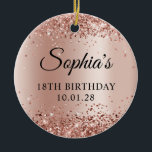 Glittery Rose Gold Ombre 18th Birthday Photo Ceramic Ornament<br><div class="desc">Create your own 18th birthday keepsake ornament with a photo on back.
The digital artwork features faux rose gold glitter,  sparkles and shimmer ombre. The art elements print like a photo.
If you delete the photo on the back.</div>