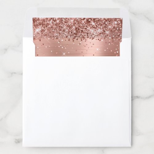 Glittery Rose Gold Ombre Foil Square Envelope Liner