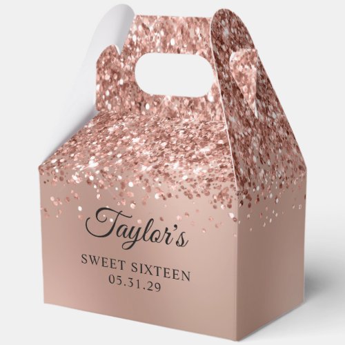 Glittery Rose Gold Ombre Glam Sweet Sixteen Favor Boxes