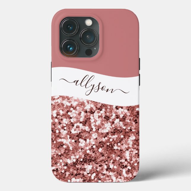 Glittery rose gold personalized Case-Mate iPhone c Case (Back)