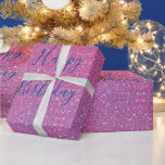 Glittery Rose Gold Pink Blue Ombre Happy Birthday Wrapping Paper<br><div class="desc">Designed with pink  rose gold  & blue glittery patterns and text template for "Happy Birthday" message which you may edit to customize!</div>