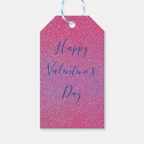 Glittery Rose Gold Pink Happy Valentines Day Gift Tags