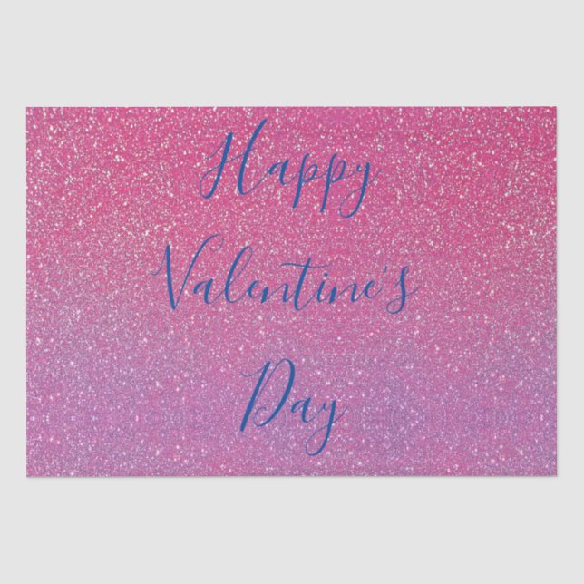Glittery Rose Gold Pink Happy Valentine's Day Tissue Paper (Front)