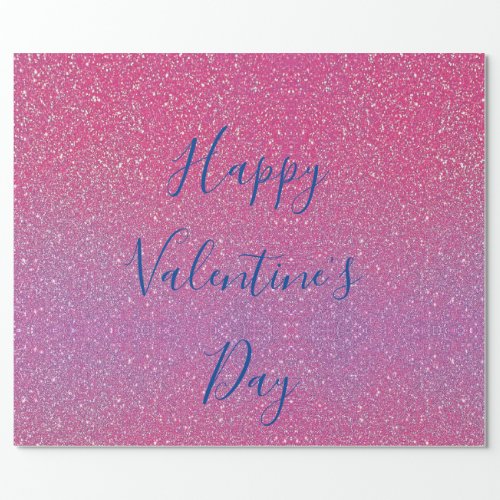 Glittery Rose Gold Pink Happy Valentines Day Wrapping Paper