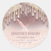 Wedding Cake Glitter Drip Purple Bakery Classic Round Sticker