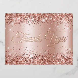 Glittery Rose Gold Shimmer 21st Birthday Thank You Foil Invitation Postcard