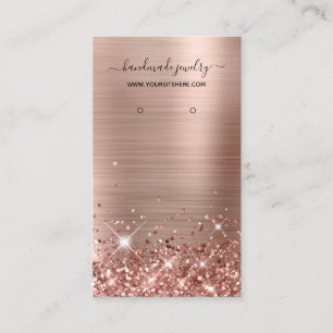 Glittery Rose Gold Signature Earring Display Business Card