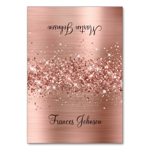 Glittery Rose Gold Two Name Place Cards
