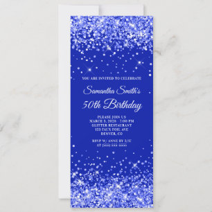 Glittery Royal Blue 50th Birthday Invitation