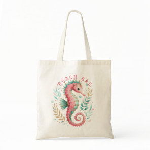 Glittery Seahorse Custom Text Tote Bag