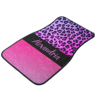 Glittery Shimmery Pink Leopard Personalized Car Floor Mat