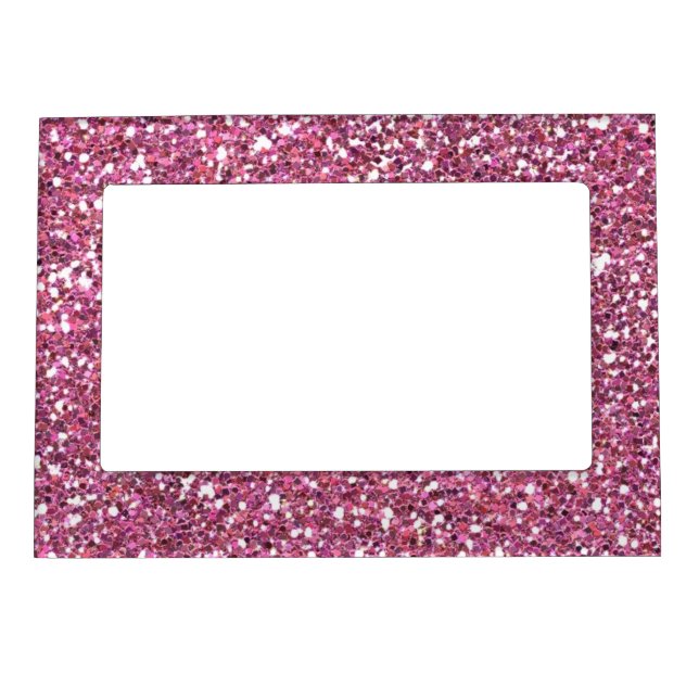 Glittery Shiny Pink Glitters Magnetic Picture Frame (Front)