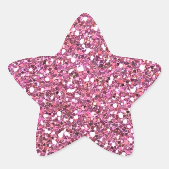 Glittery Shiny Pink Glitters Star Sticker (Front)