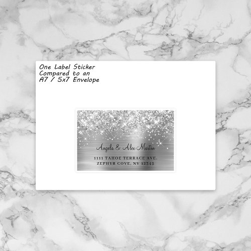 Glittery Silver 15 Guest Wedding Address Labels