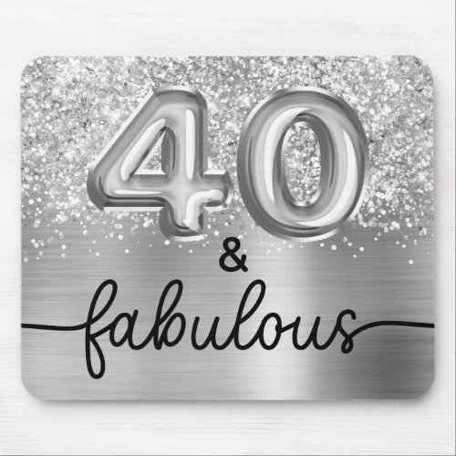 Glittery Silver 40 and Fabulous Mouse Pad