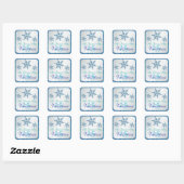 Glittery Silver Aqua Blue Green Snowflakes Sticker (Sheet)