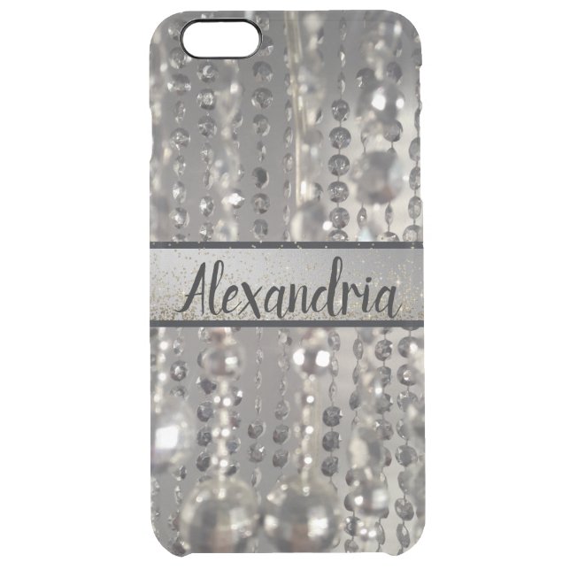  Glittery Silver  Beads  Personalized    Uncommon iPhone Case (Back)