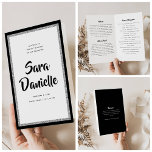 Glittery Silver & Black Bat Mitzvah Folded Program Flyer<br><div class="desc">You will love the paper used for this program-it is much heavier than copy paper and is perfect for your disposable programs. Use the template to fill in your information. The Design Tool can be used to change the font (size, style, color), and add more lines of text or change...</div>