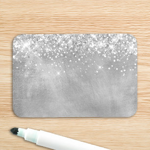 Glittery Silver Blank Name Tag