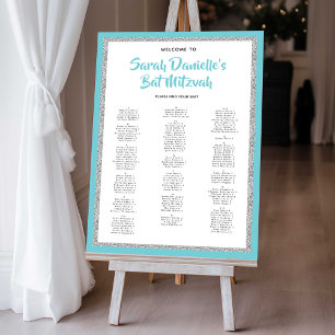 Glittery Silver & Blue Alphabetical Seating Chart Foam Board