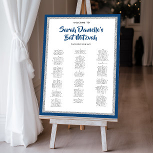 Glittery Silver Blue Alphabetical Seating Chart Foam Board