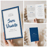 Glittery Silver & Blue Bat Mitzvah Folded Program Flyer<br><div class="desc">The weight of this paper is prefect for your program. It is much heavier than copy paper and is perfect for your disposable programs. Use the template to fill in your information. The "Customize further" feature can be used to change the font (size, style, color), and add more lines of...</div>
