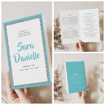 Glittery Silver & Blue Bat Mitzvah Folded Program Flyer<br><div class="desc">You will love the paper used for this program-it is much heavier than copy paper and is perfect for your disposable programs. Use the template to fill in your information. The Design Tool can be used to change the font (size, style, color), and add more lines of text or change...</div>