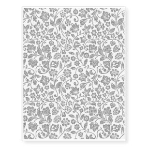 Glittery Silver Floral on White Temporary Tattoos