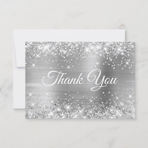Glittery Silver Foil 21st Birthday Thank You Card