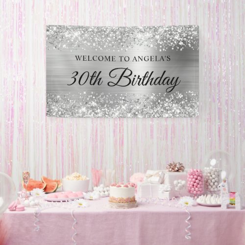 Glittery Silver Foil 30th Birthday Welcome Banner