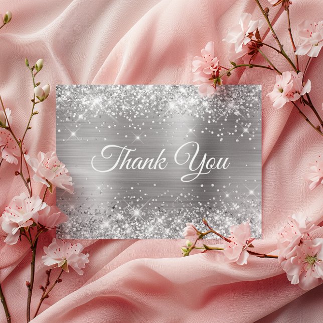Glittery Silver Foil 60th Birthday Thank You Postcard (Glittery Silver Foil 60th Birthday Thank You Postcard)