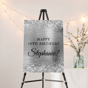 Glittery Silver Foil Happy 18th Birthday Foam Board