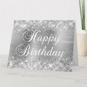 Glittery Silver Foil Happy Birthday from Group Card