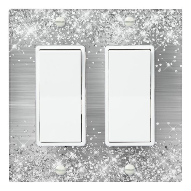 Glittery Silver Foil Light Switch Cover (In Situ)