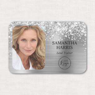 Glittery Silver Foil Logo and Photo Name Tag