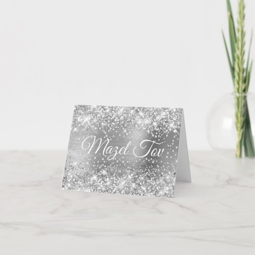 Glittery Silver Foil Mazel Tov Card