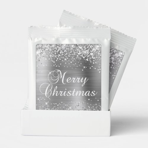 Glittery Silver Foil Merry Christmas Hot Chocolate Drink Mix