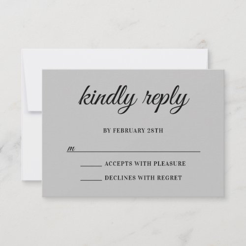 Glittery Silver Foil Monogram Kindly Reply Wedding RSVP Card