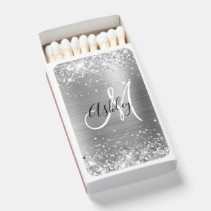Glittery Silver Foil Monogram Matchboxes