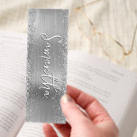 Glittery Silver Foil Name Bookmarks<br><div class="desc">Create your own personalized silver glitter and faux metallic foil digital art.
Customize the font style,  size,  color and drop shadow color to create your own design.
The sparkly tiny glitter and brushed metal foil background are created with printed digital artwork.</div>
